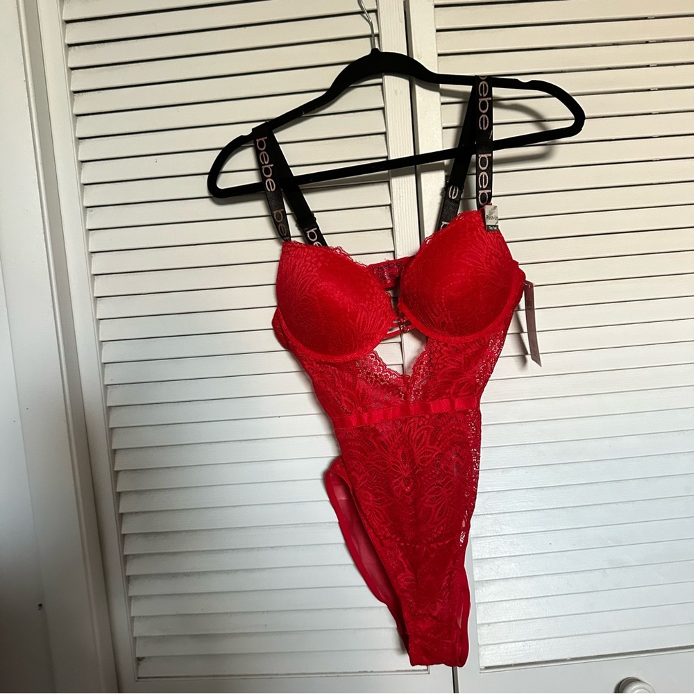 Bebe intimates bodysuit red lingerie large